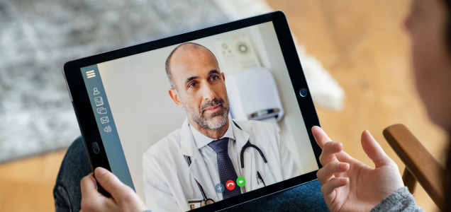 Online videocall consultation on a tablet