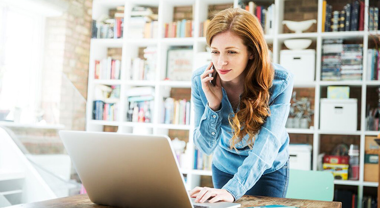 woman working on laptop